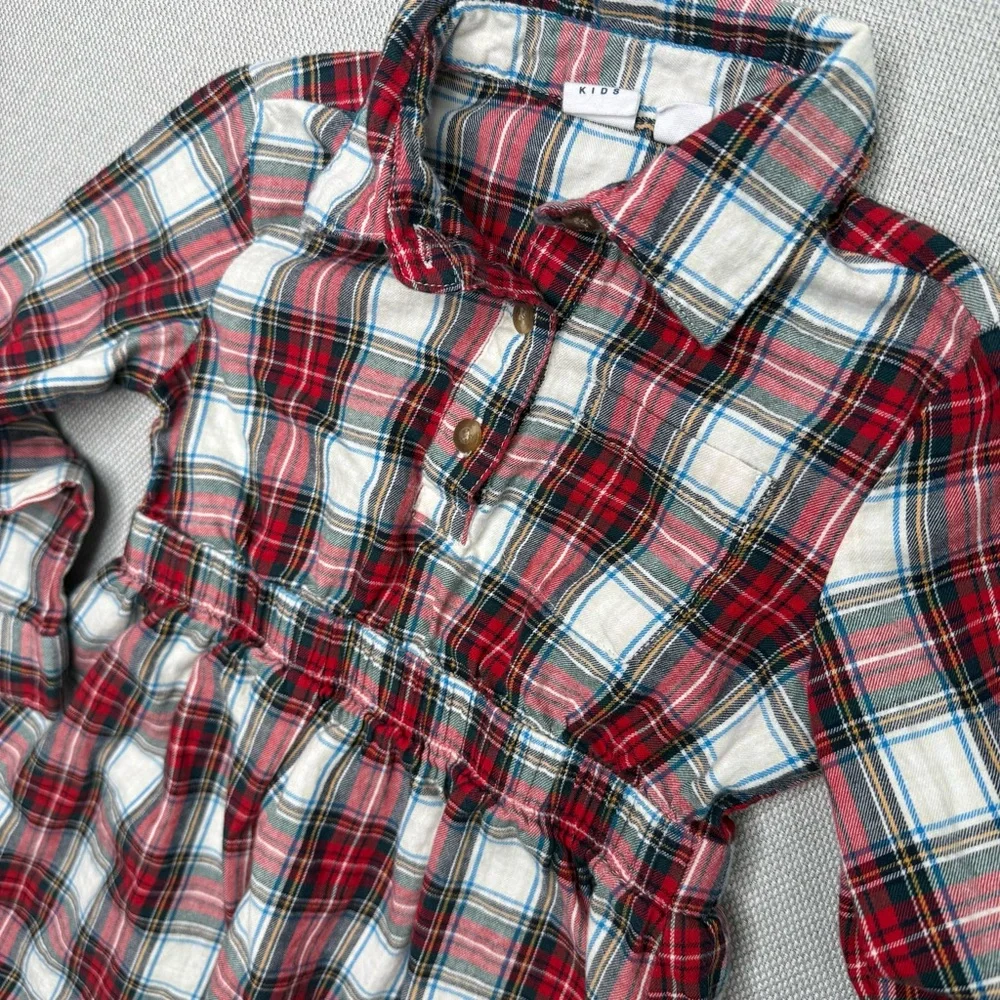 Baby Gap Red Green‎ Plaid Flannel Shirtdress Holiday Christmas Size XS 4/5